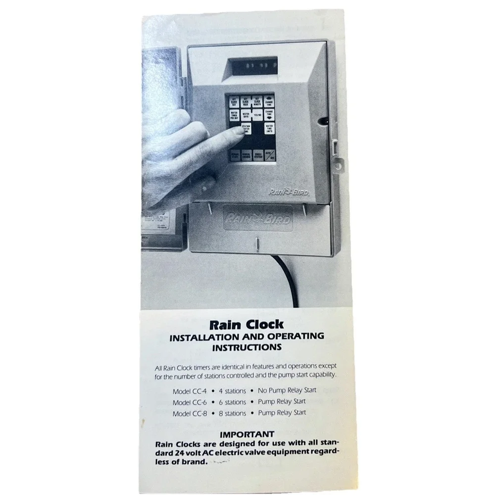 Vintage Rain Bird CRC-4 Computer Sprinkler Timer Green Box Manual Tested 4-Zones